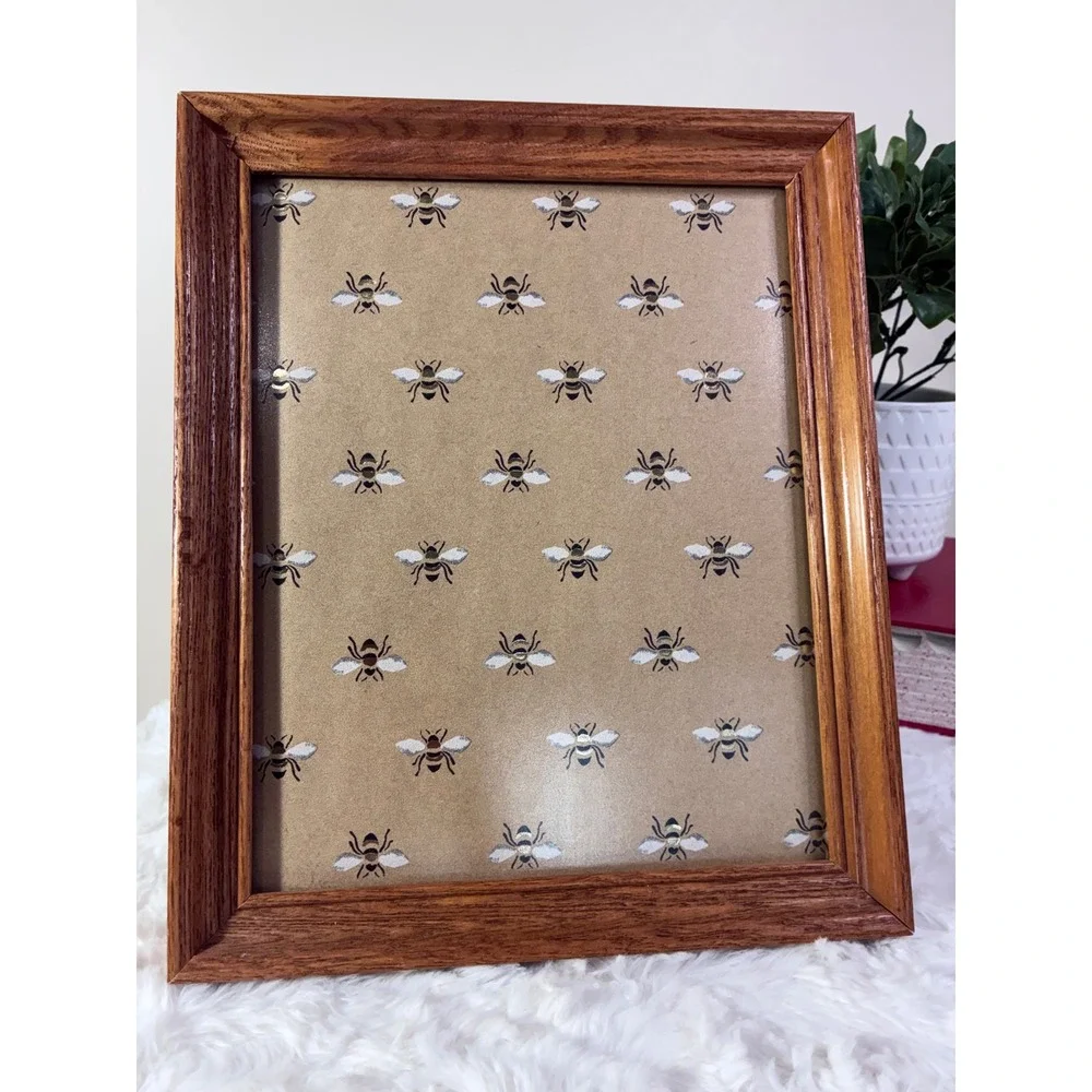 Vintage Solid Oak Wood Picture Frame 8x10 Tabletop Easel Back Brown Matte Glass